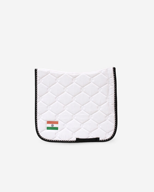 Champion White Dressage Saddle Pad with Embroidered Flag Patch