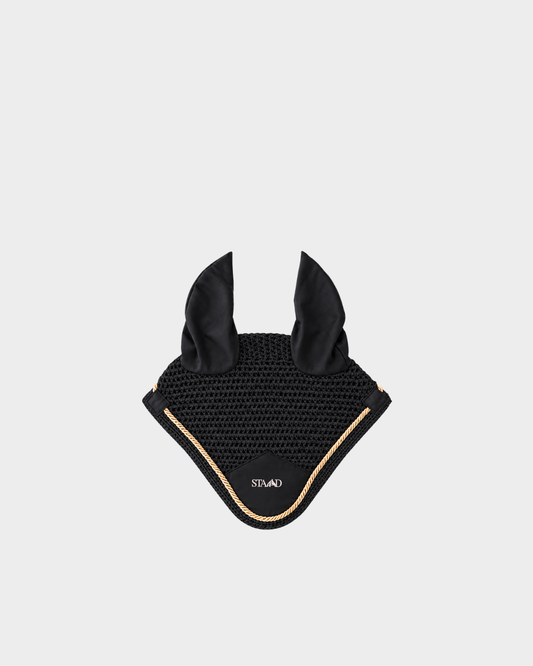 Tie-Free Black and Gold Ear Bonnet